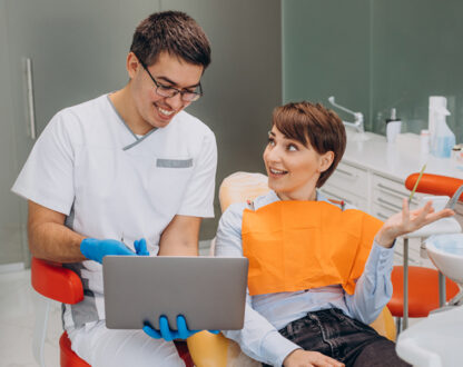 Dental patient with dentist in Mississauga at Goreway Dental Centre.
